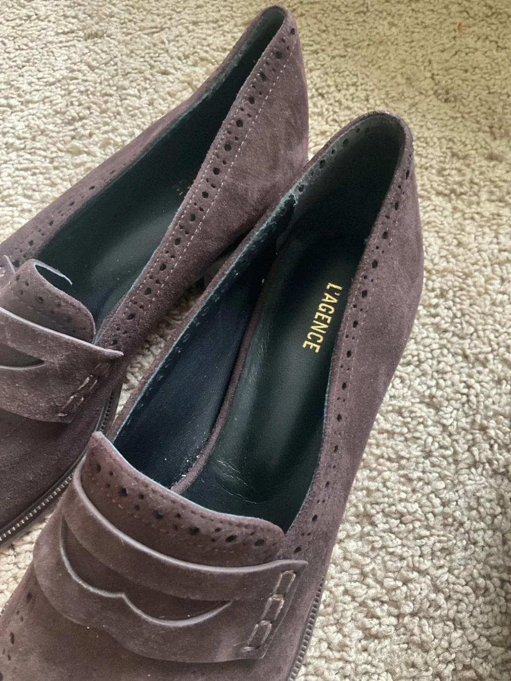 Suede Penny Loafers in Dark Brown - Women